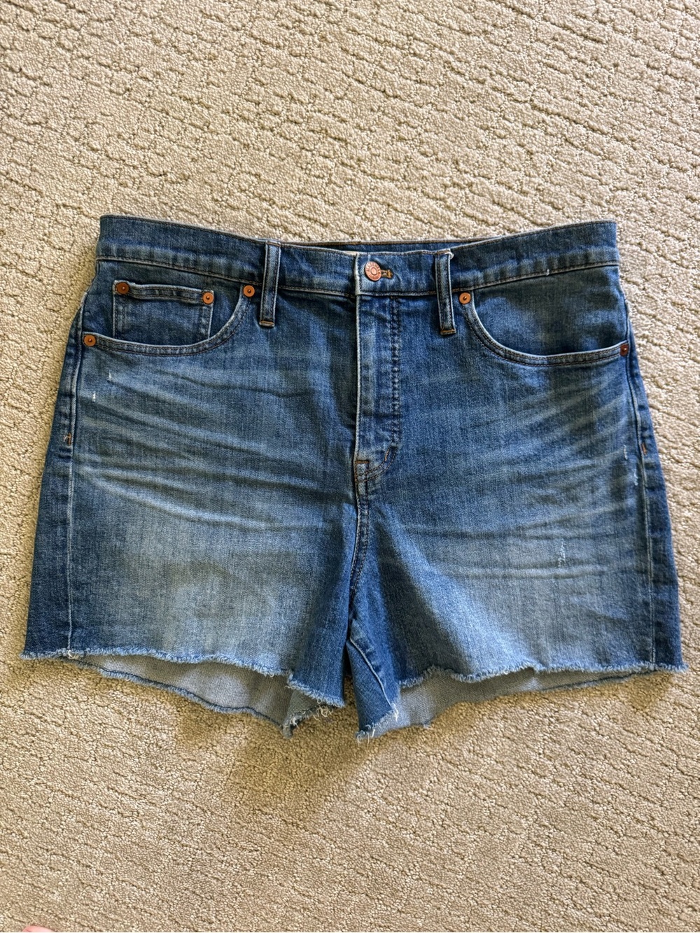 Madewell Blue Raw-Hem High-Rise Jean Shorts Waist 32 3.5” Inseam Summer Casual